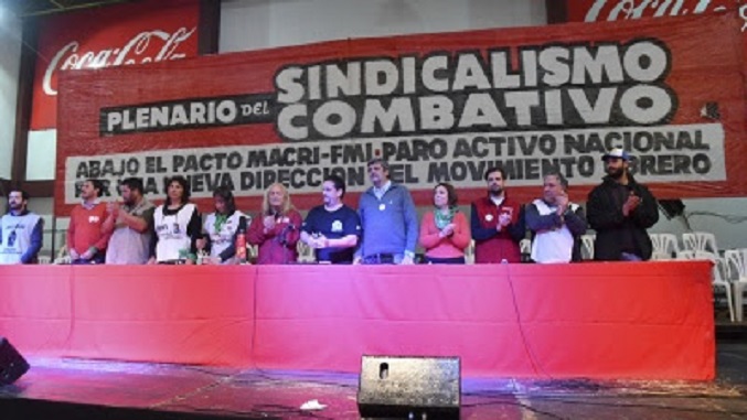 Dirigentes del Sindicalismo Combativo y Antiburocrático en el Plenario